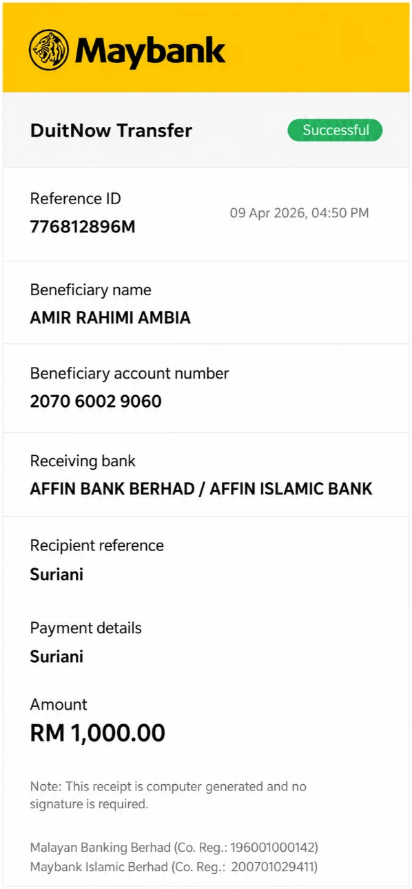 Maybank transfer proof